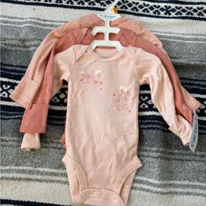 Carter's Peach and Coral Newborn Bodysuits 3-Piece Set NWT